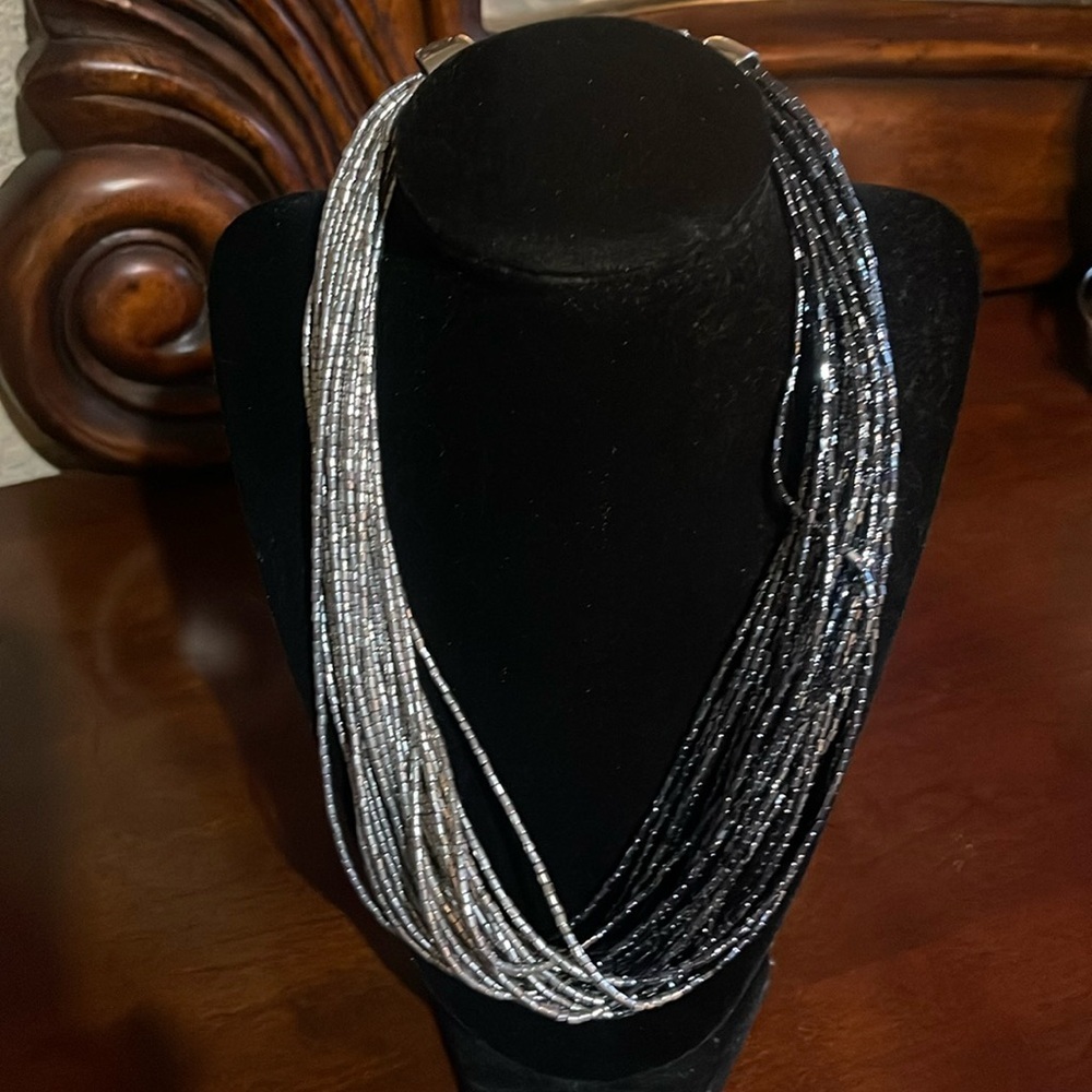 Black & Silver Beaded Necklace